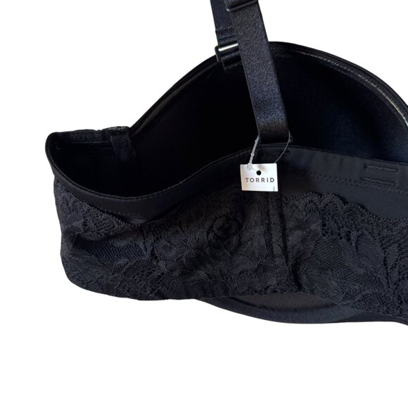 Torrid Curve Bombshell Everyday Strapless Push-Up Bra Size 46C New Black Lace - Picture 7 of 16